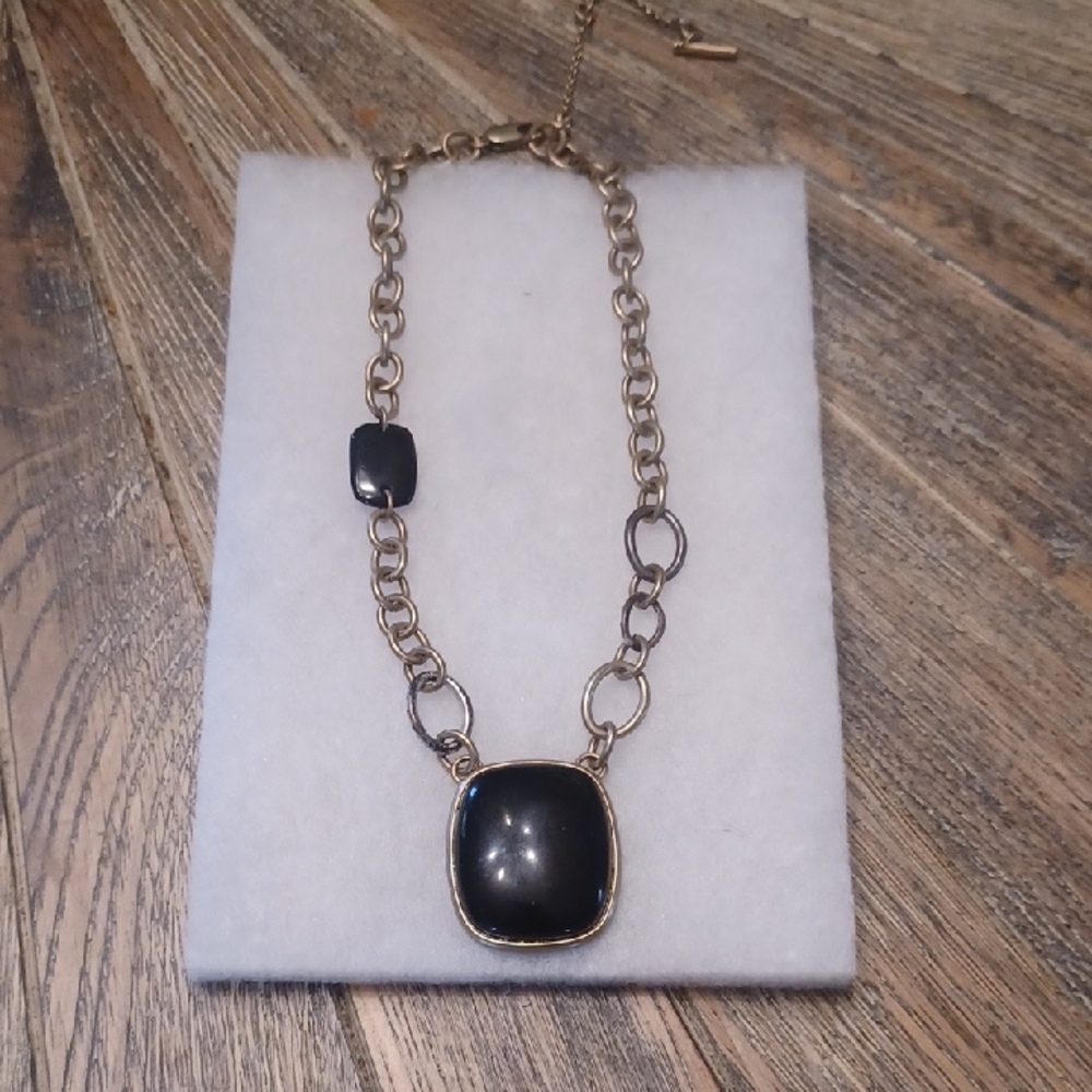 Artisan Black and Gold Chain Necklace